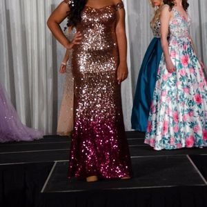 Burgundy Ombre Evening Gown